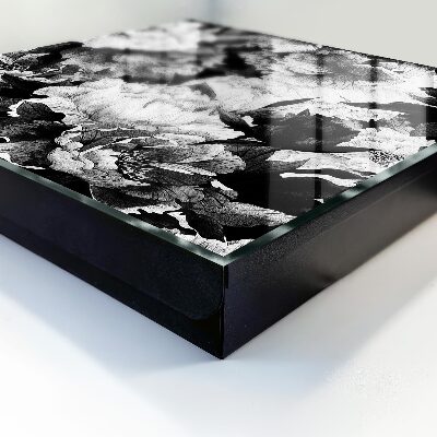 Caja para llaves con diseño de flores blancas y negras
