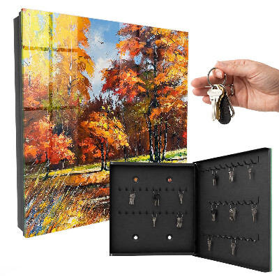 Caja para llaves diseño de paisaje otoñal