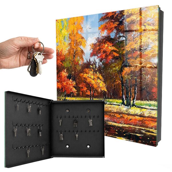 Caja para llaves diseño de paisaje otoñal