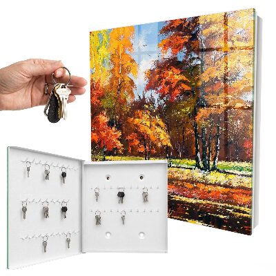Caja para llaves diseño de paisaje otoñal