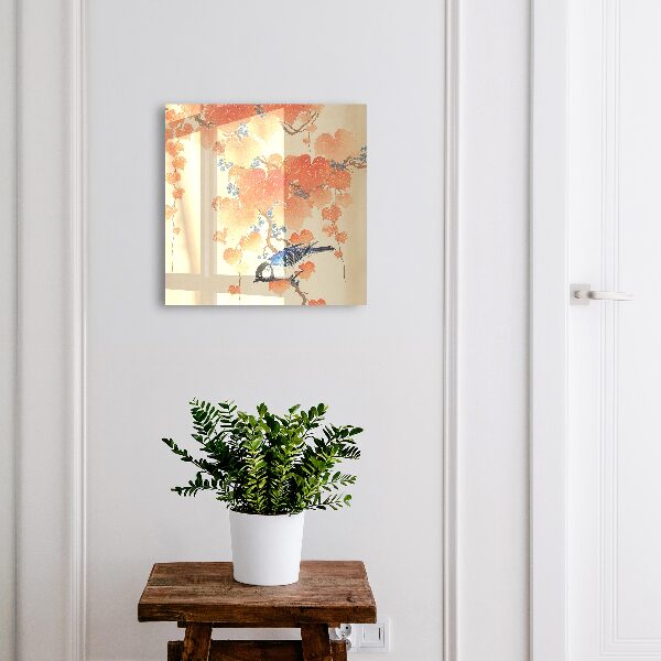 Armario para llaves de pared con diseño de pájaro y hojas