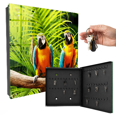 Caja para llaves con diseño de aves tropicales