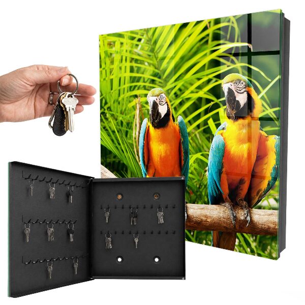 Caja para llaves con diseño de aves tropicales