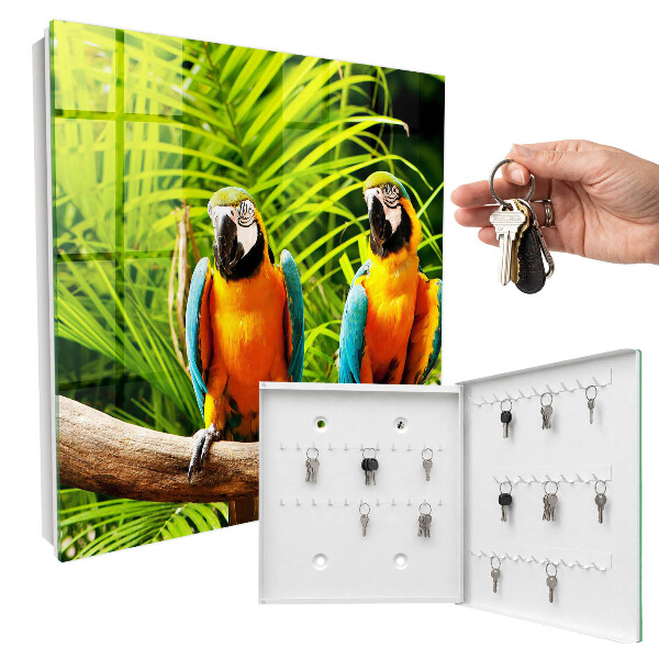 Caja para llaves con diseño de aves tropicales