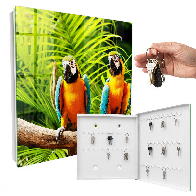 Caja para llaves con diseño de aves tropicales