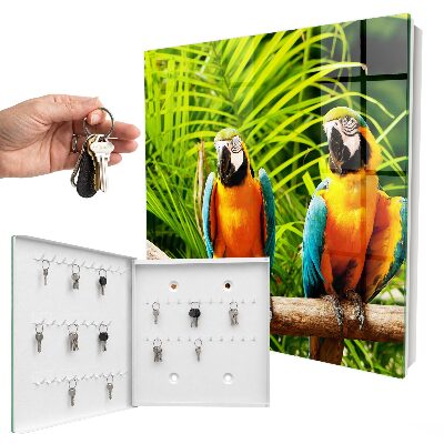 Caja para llaves con diseño de aves tropicales