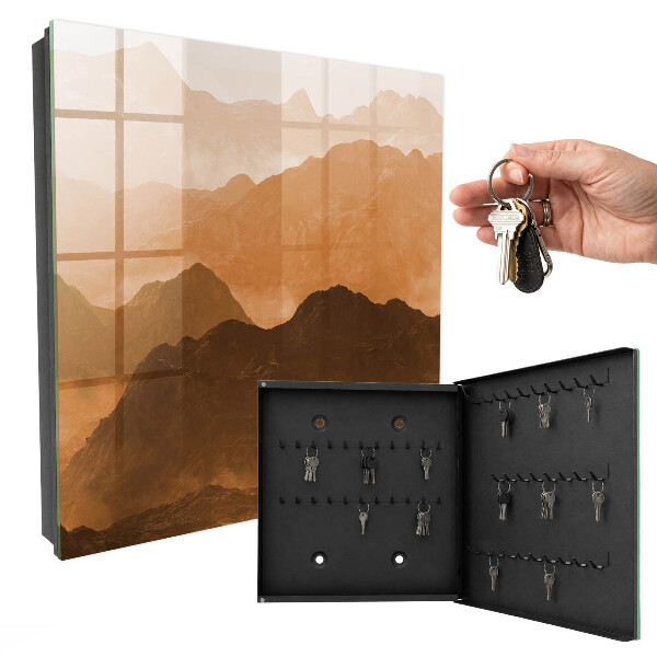 Caja para llaves con diseño de panorama de montaña