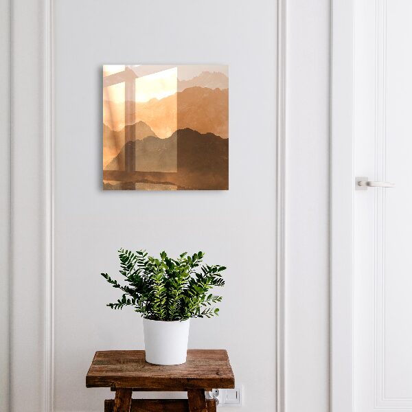 Caja para llaves con diseño de panorama de montaña