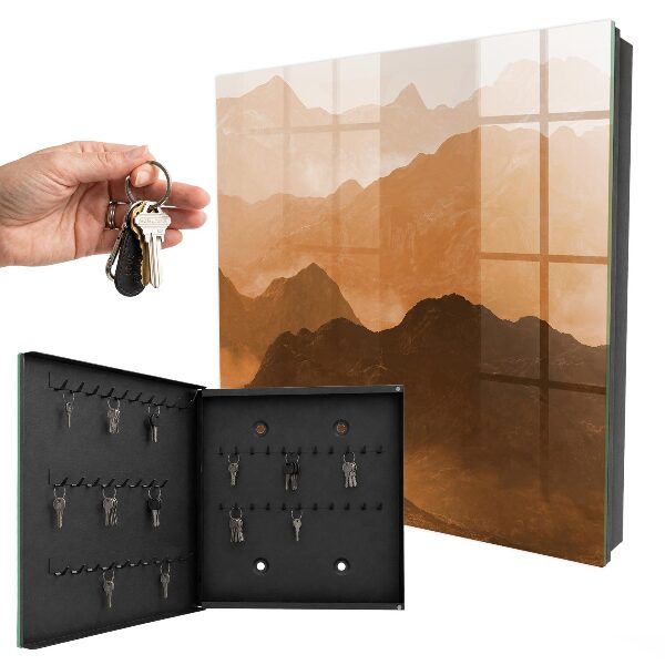 Caja para llaves con diseño de panorama de montaña