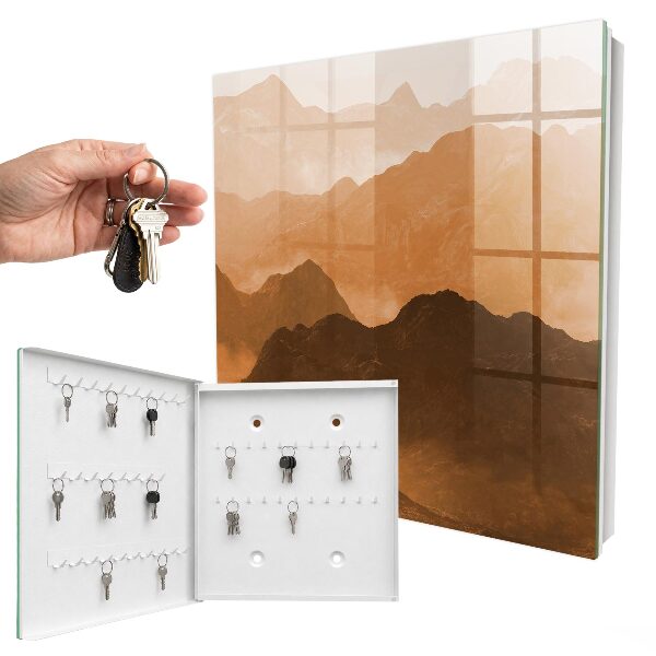Caja para llaves con diseño de panorama de montaña