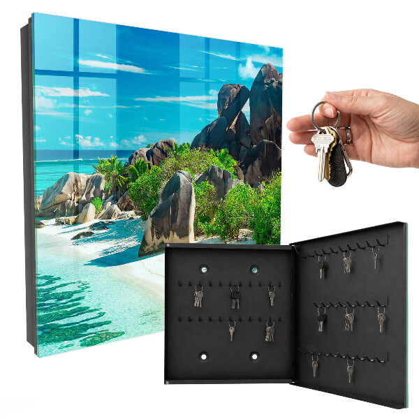 Armario para llaves con diseño de playa tropical
