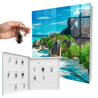 Armario para llaves con diseño de playa tropical
