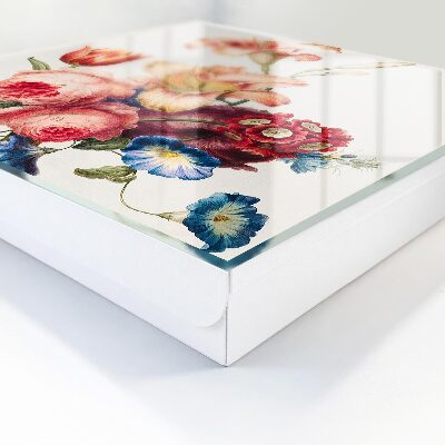 Caja para llaves con diseño de flores coloridas
