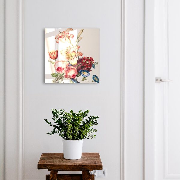 Caja para llaves con diseño de flores coloridas