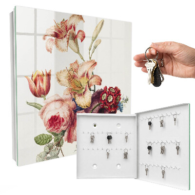 Caja para llaves con diseño de flores coloridas
