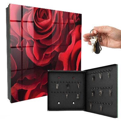 Armario para llaves con diseño de rosas rojas