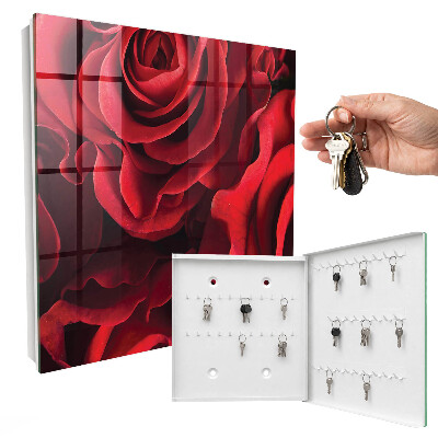 Armario para llaves con diseño de rosas rojas