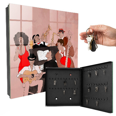 Caja para llaves con diseño de escena de jazz