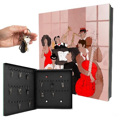 Caja para llaves con diseño de escena de jazz