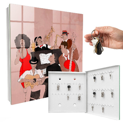 Caja para llaves con diseño de escena de jazz