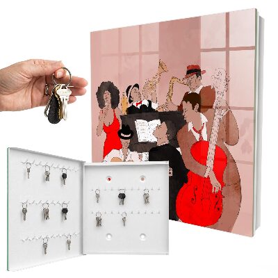 Caja para llaves con diseño de escena de jazz