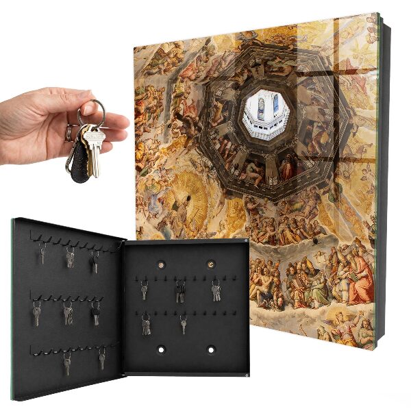 Armario para llaves con diseño de frescos religiosos