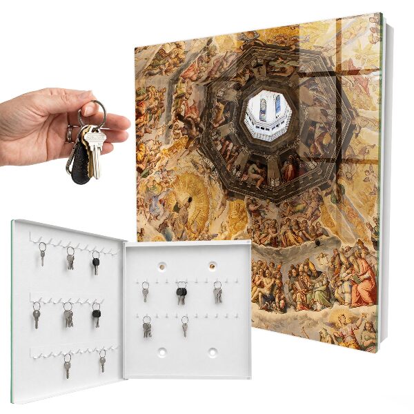 Armario para llaves con diseño de frescos religiosos