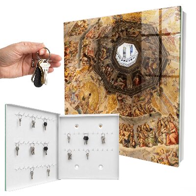 Armario para llaves con diseño de frescos religiosos