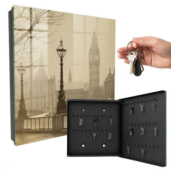 Caja para llaves con diseño de Londres con niebla