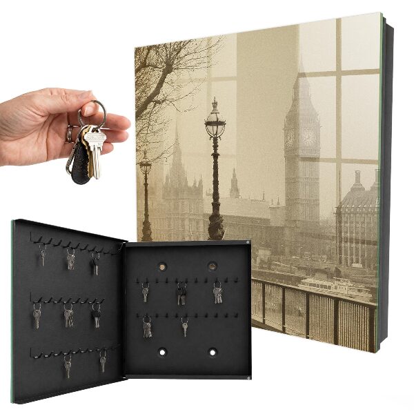 Caja para llaves con diseño de Londres con niebla