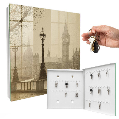 Caja para llaves con diseño de Londres con niebla