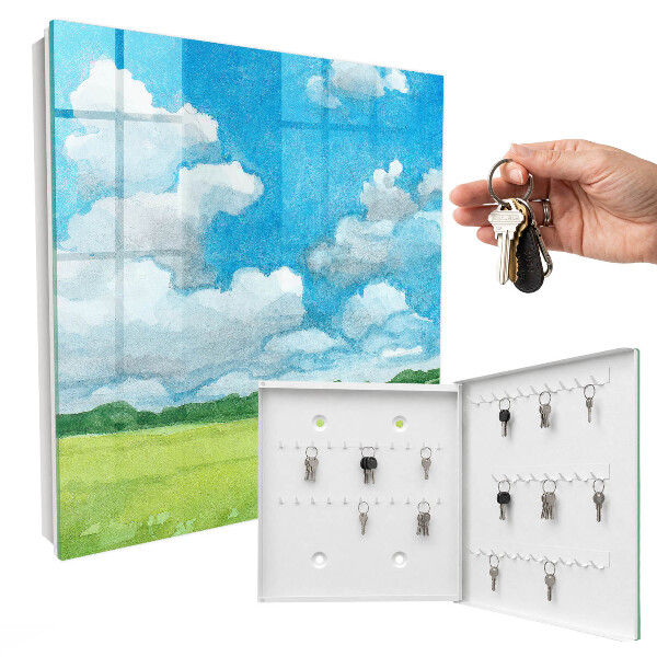 Caja para llaves con diseño de paisaje de verano