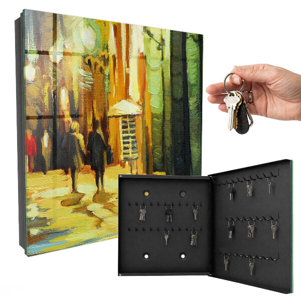 Caja para llaves diseño la ciudad de noche