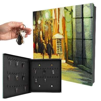 Caja para llaves diseño la ciudad de noche