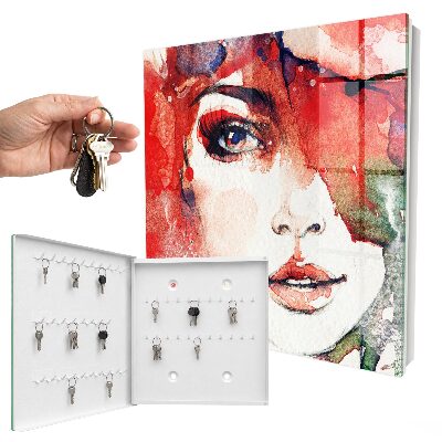 Armario para llaves con diseño de retrato de una mujer