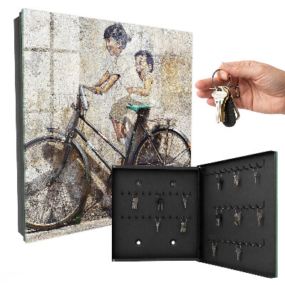 Armario para colgar llaves con diseño de niños y bicicleta