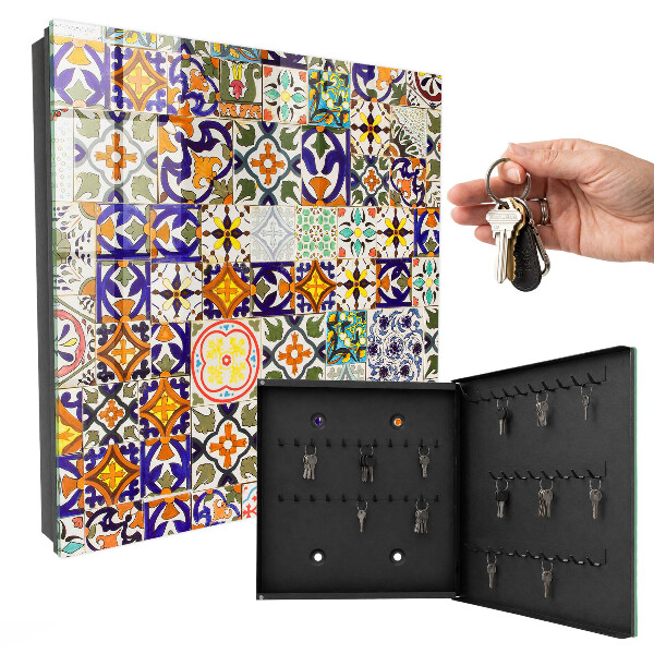 Caja para llaves con diseño de azulejos coloridos