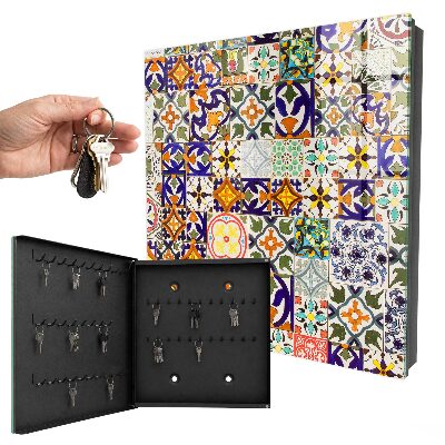Caja para llaves con diseño de azulejos coloridos