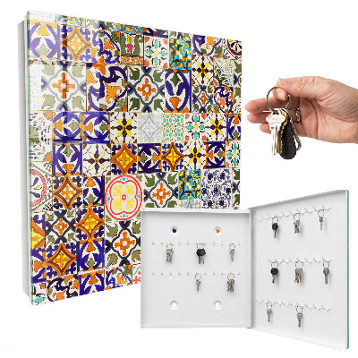 Caja para llaves con diseño de azulejos coloridos