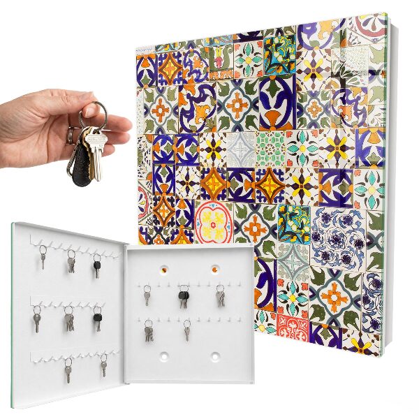 Caja para llaves con diseño de azulejos coloridos
