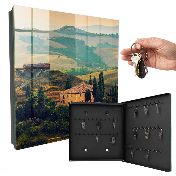 Caja para llaves con diseño de paisaje toscano