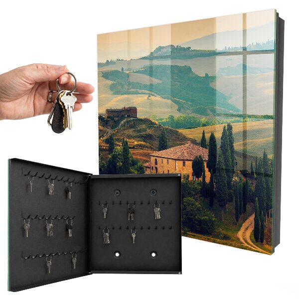 Caja para llaves con diseño de paisaje toscano