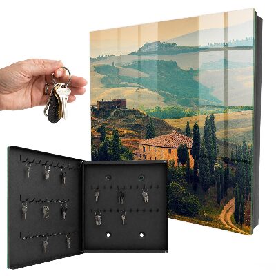 Caja para llaves con diseño de paisaje toscano