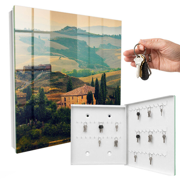 Caja para llaves con diseño de paisaje toscano