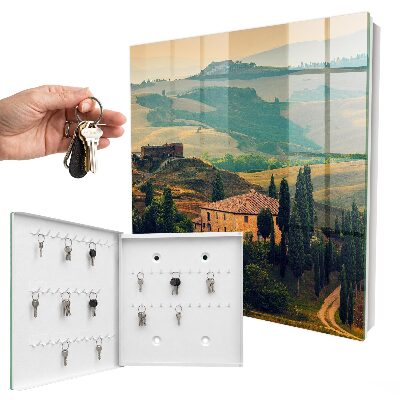 Caja para llaves con diseño de paisaje toscano
