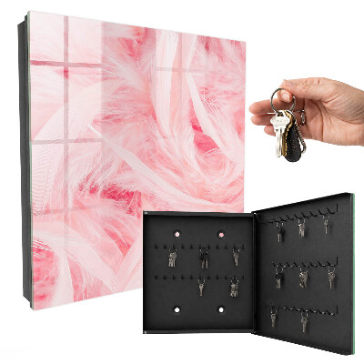 Armario para llaves con diseño de plumas rosas