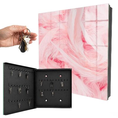 Armario para llaves con diseño de plumas rosas