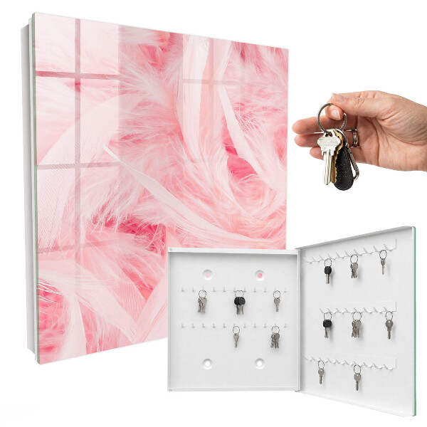 Armario para llaves con diseño de plumas rosas