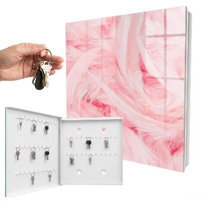 Armario para llaves con diseño de plumas rosas