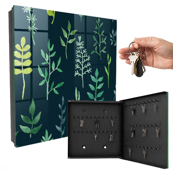 Caja para llaves con diseño de hojas de acuarela